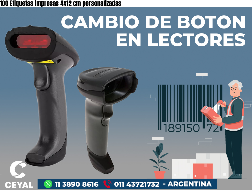 100 Etiquetas impresas 4x12 cm personalizadas