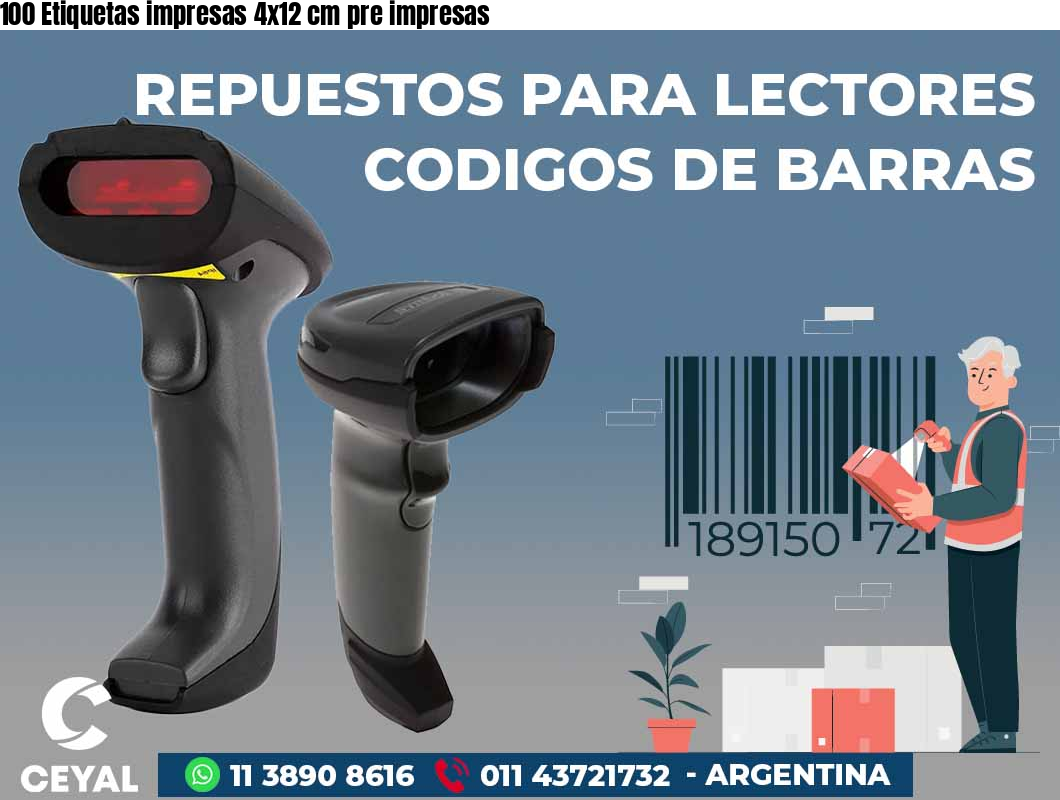 100 Etiquetas impresas 4x12 cm pre impresas