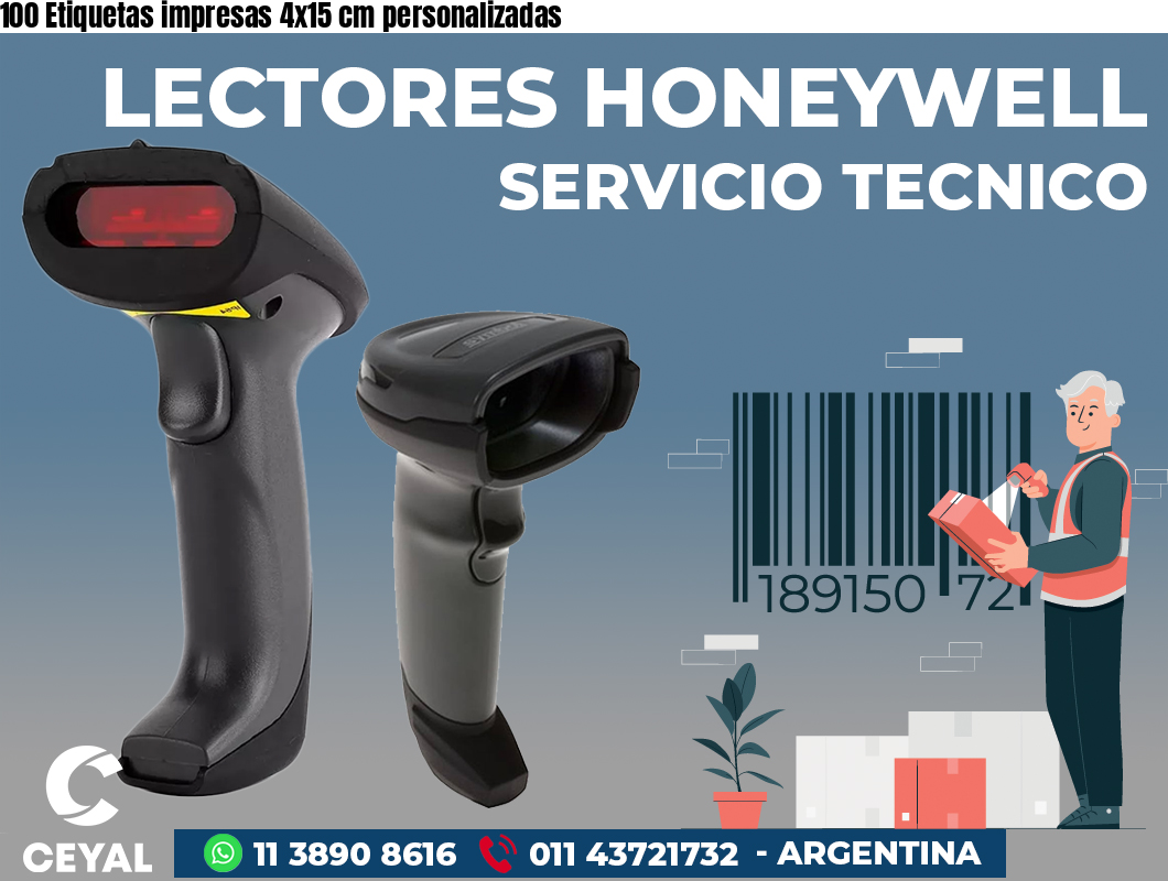 100 Etiquetas impresas 4x15 cm personalizadas