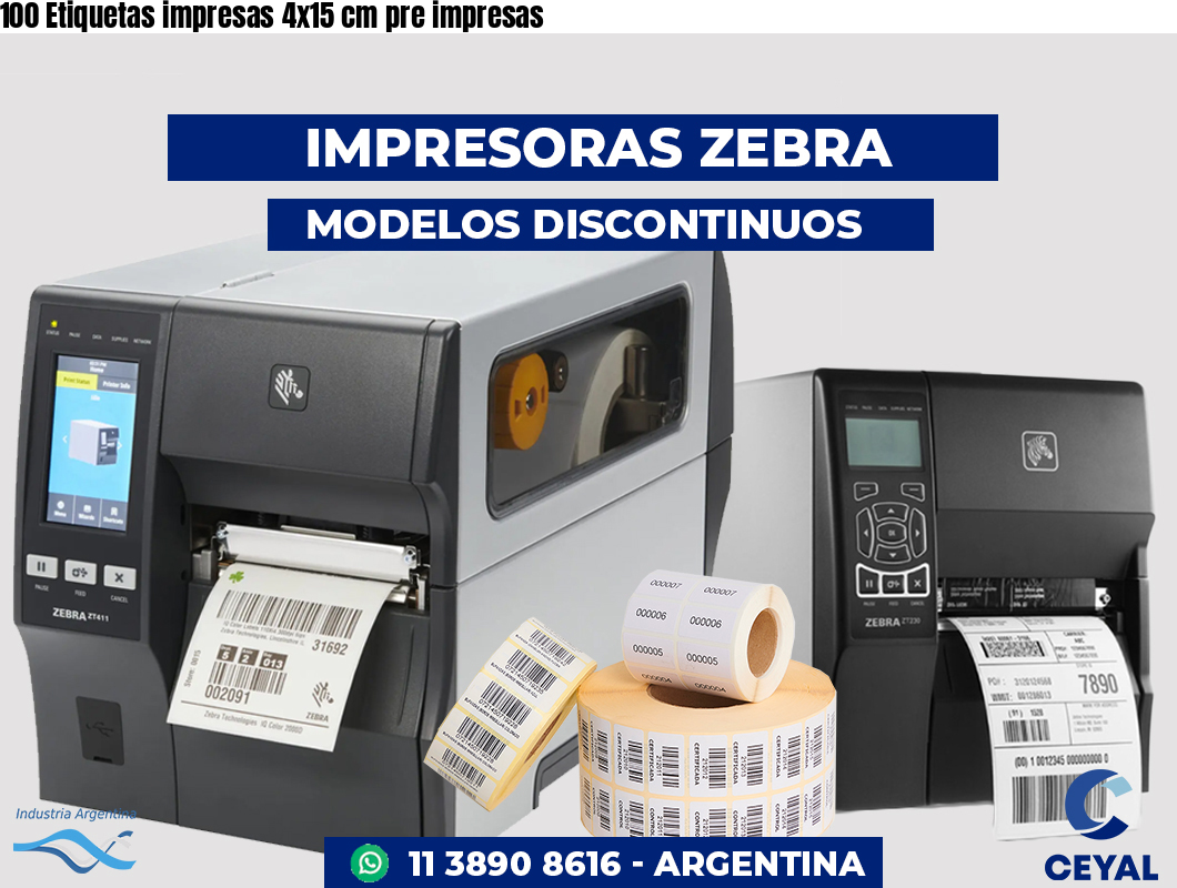 100 Etiquetas impresas 4x15 cm pre impresas