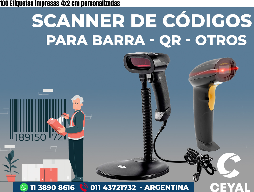 100 Etiquetas impresas 4x2 cm personalizadas