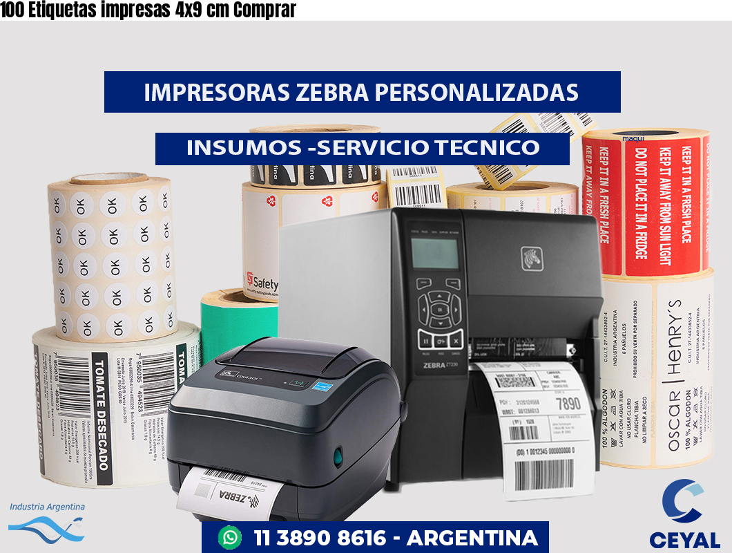 100 Etiquetas impresas 4x9 cm Comprar
