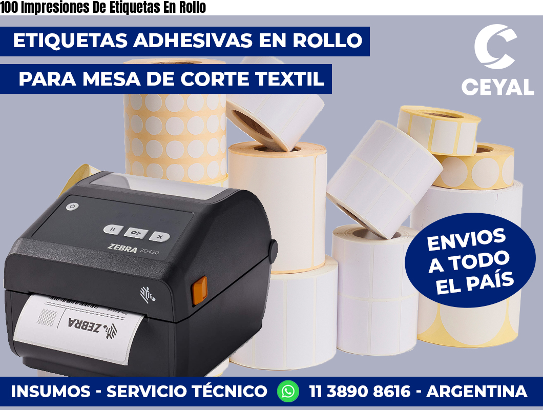 100 Impresiones De Etiquetas En Rollo