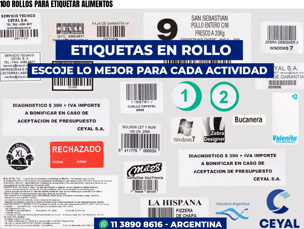 100 ROLLOS PARA ETIQUETAR ALIMENTOS