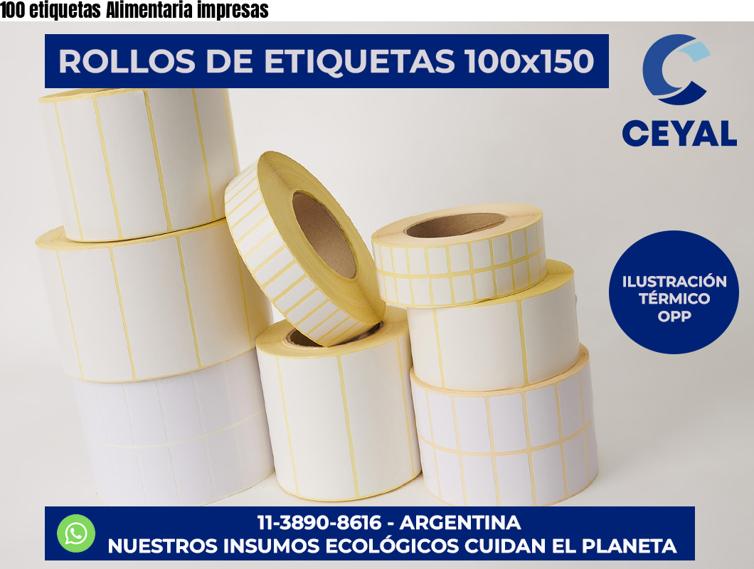 100 etiquetas Alimentaria impresas