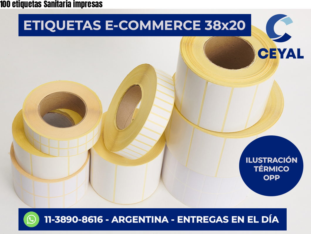 100 etiquetas Sanitaria impresas