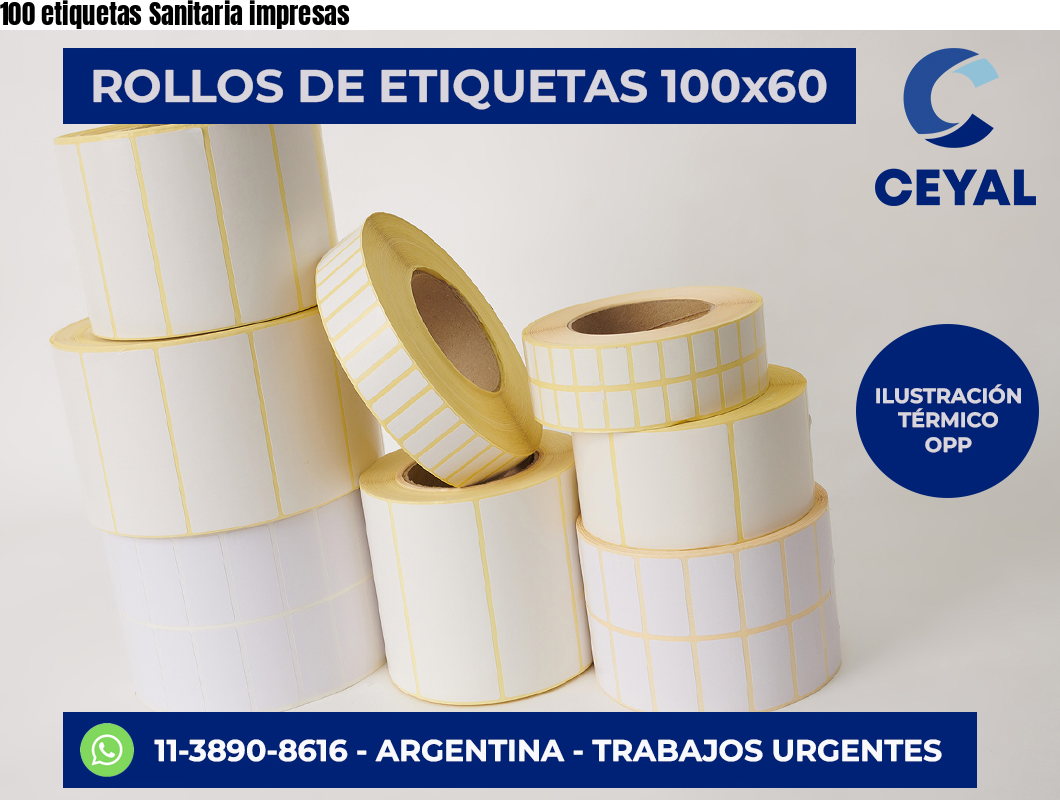 100 etiquetas Sanitaria impresas