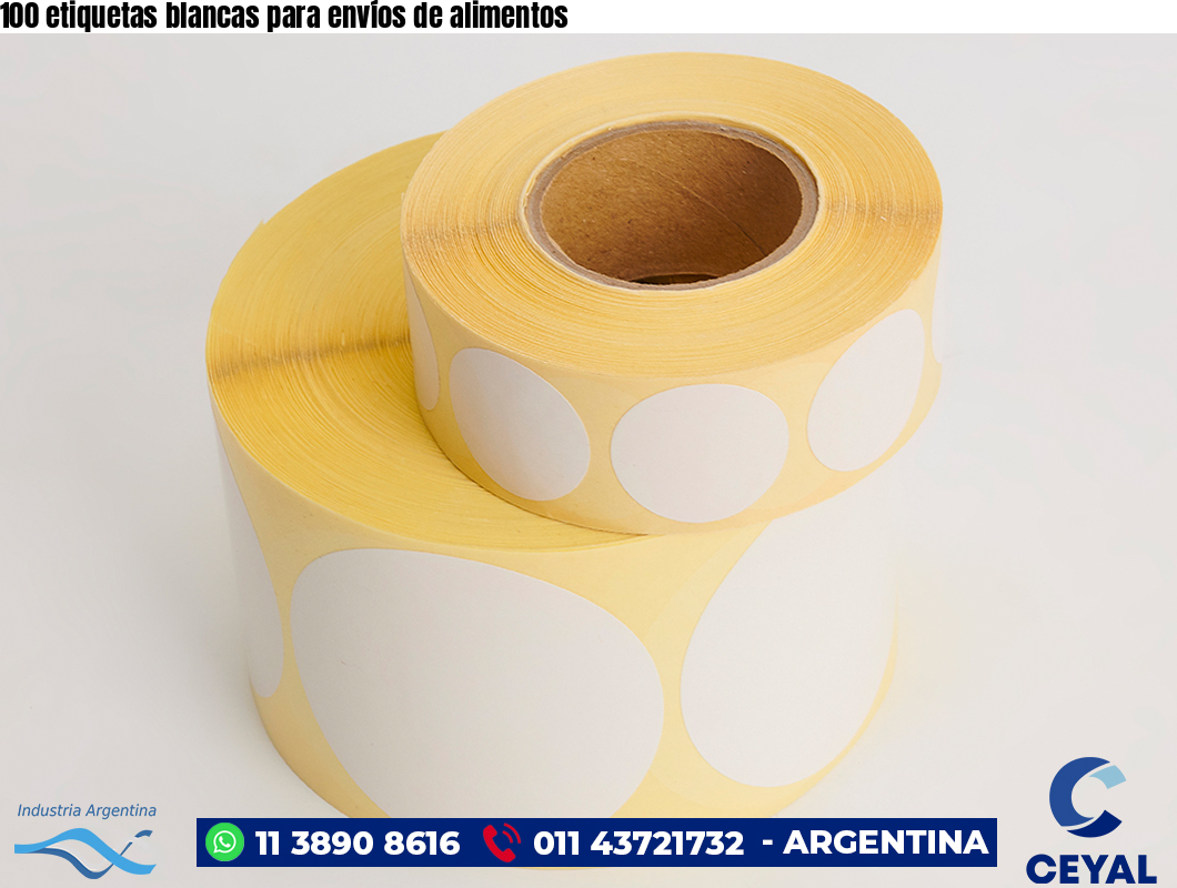 100 etiquetas blancas para envíos de alimentos