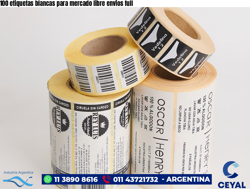 100 etiquetas blancas para mercado libre envíos full