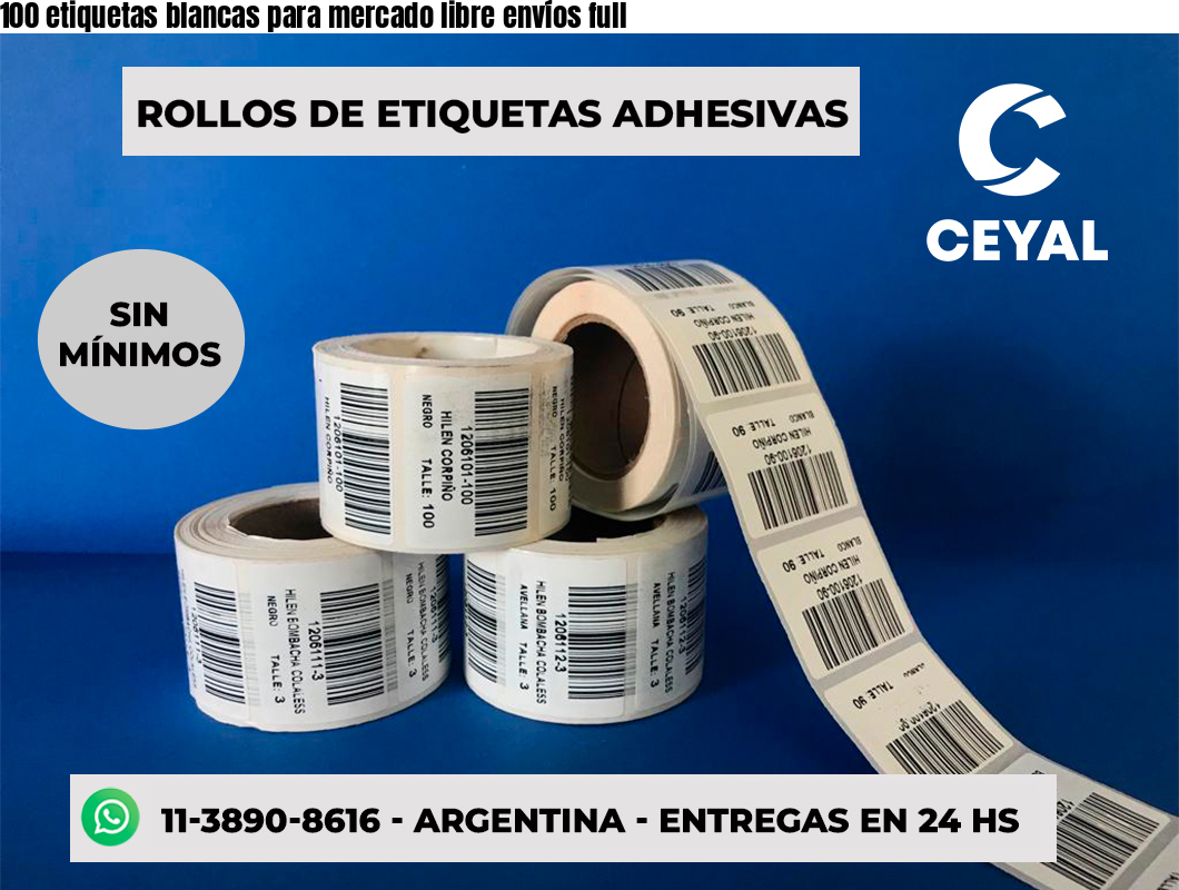 100 etiquetas blancas para mercado libre envíos full