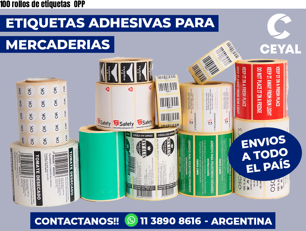 100 rollos de etiquetas OPP