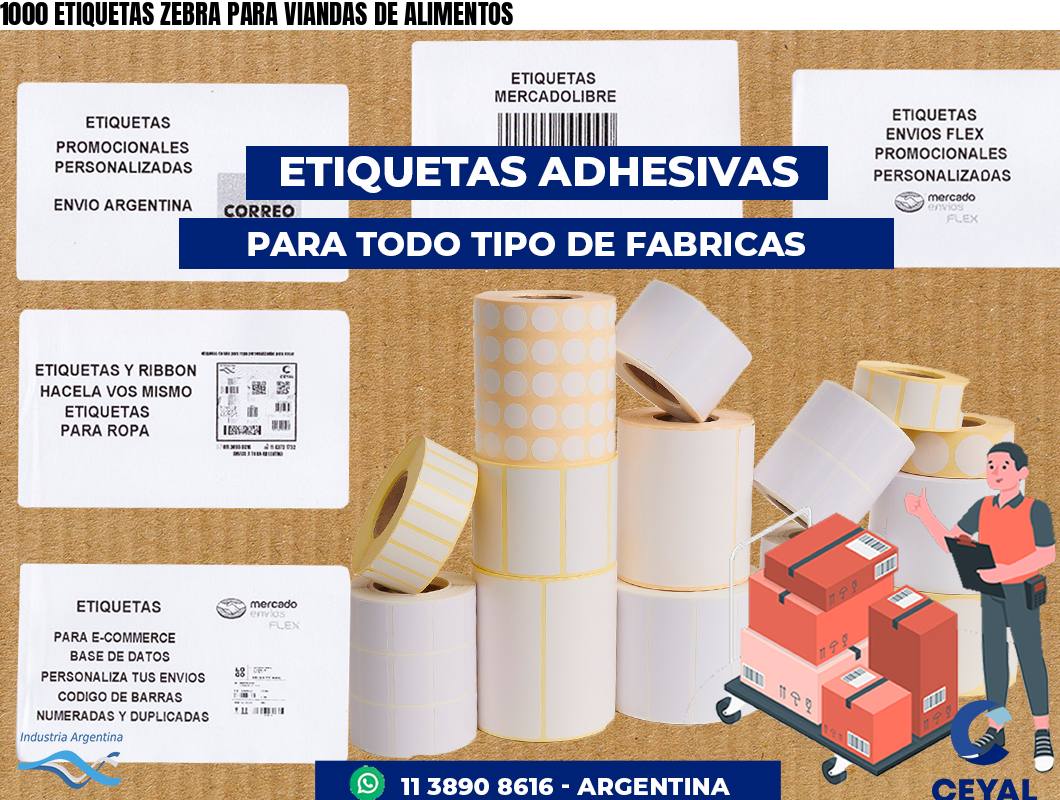 1000 ETIQUETAS ZEBRA PARA VIANDAS DE ALIMENTOS