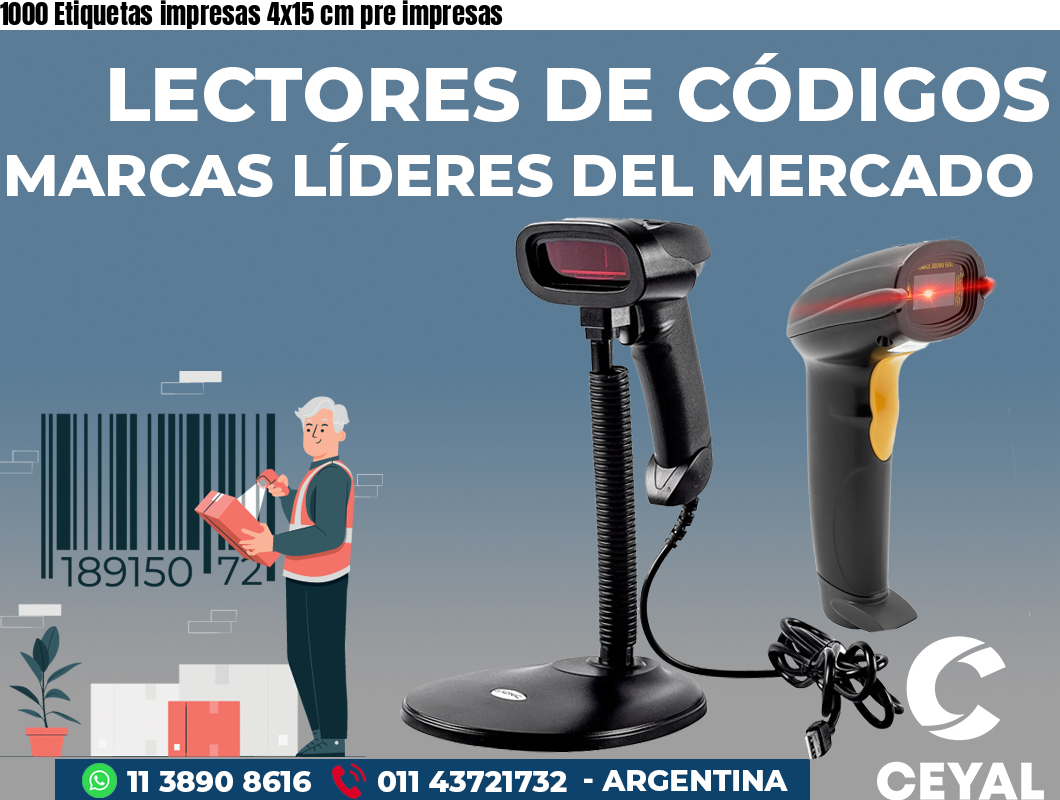 1000 Etiquetas impresas 4x15 cm pre impresas