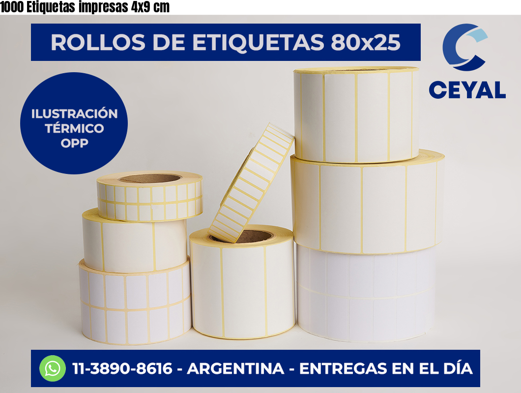 1000 Etiquetas impresas 4×9 cm