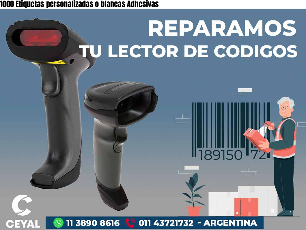 1000 Etiquetas personalizadas o blancas Adhesivas