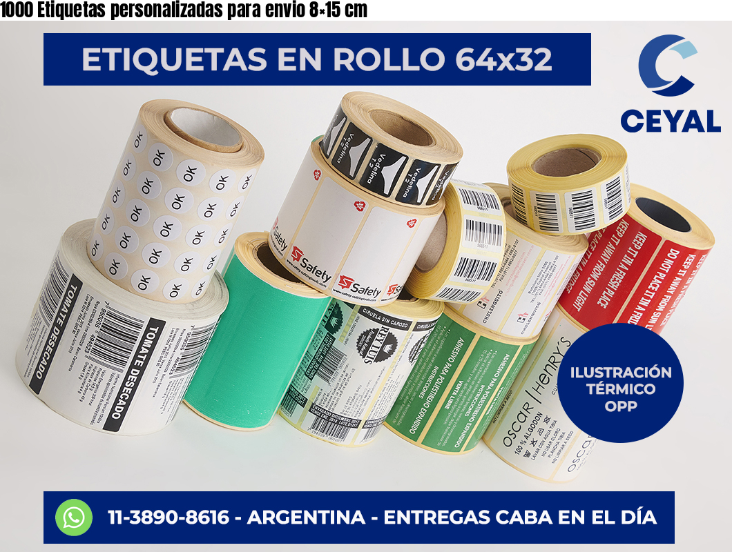1000 Etiquetas personalizadas para envio 8×15 cm