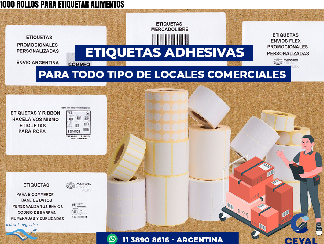 1000 ROLLOS PARA ETIQUETAR ALIMENTOS