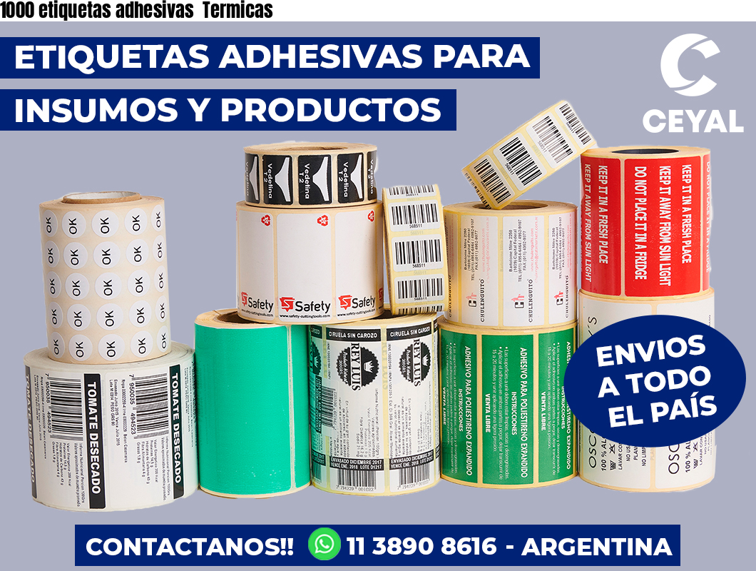 1000 etiquetas adhesivas Termicas