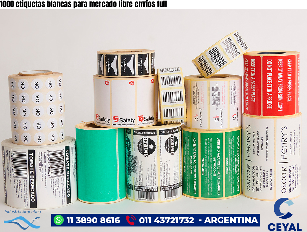 1000 etiquetas blancas para mercado libre envíos full