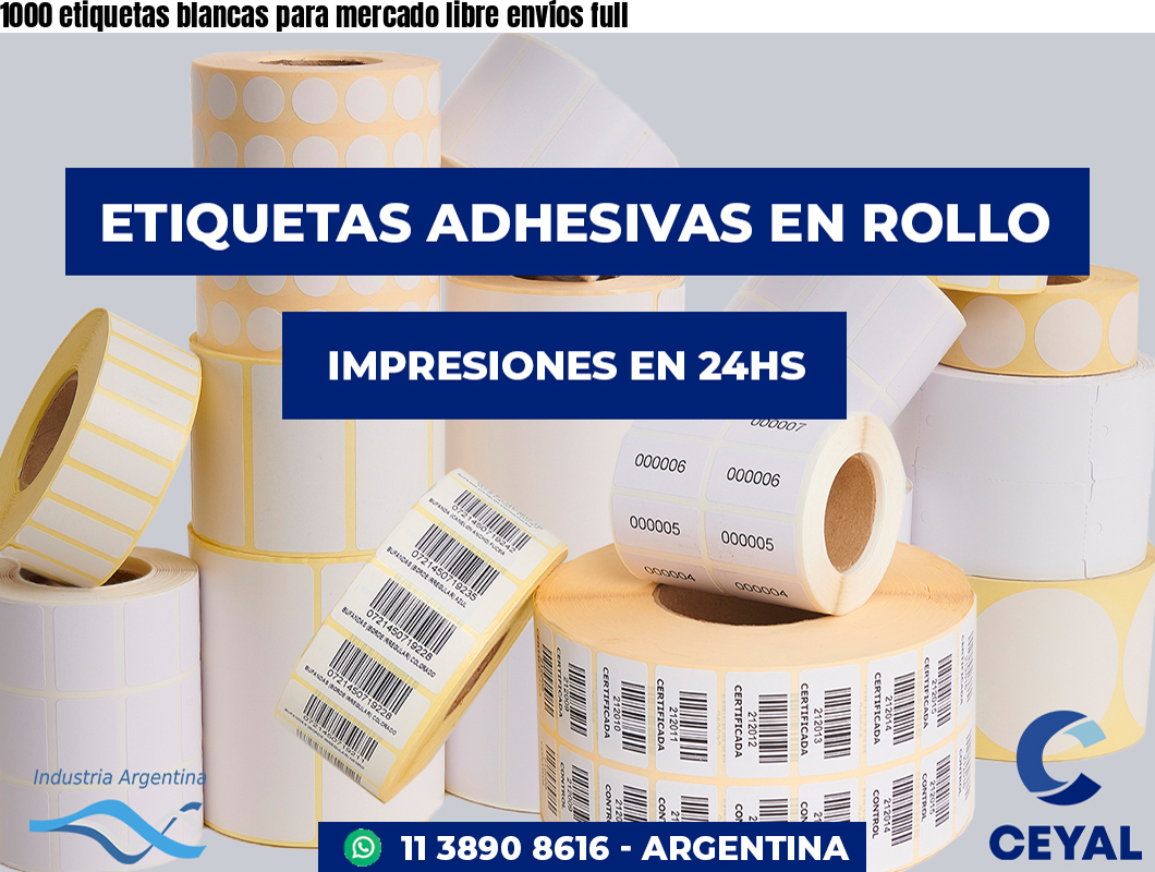 1000 etiquetas blancas para mercado libre envíos full