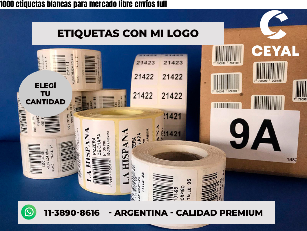 1000 etiquetas blancas para mercado libre envíos full