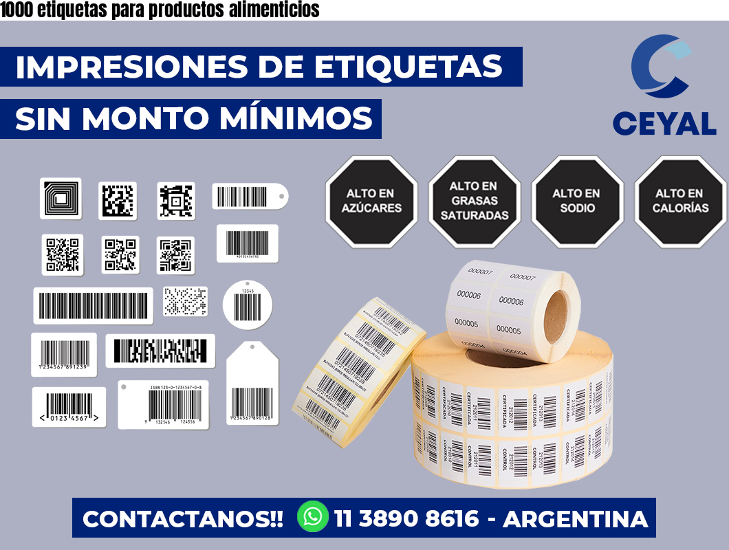1000 etiquetas para productos alimenticios