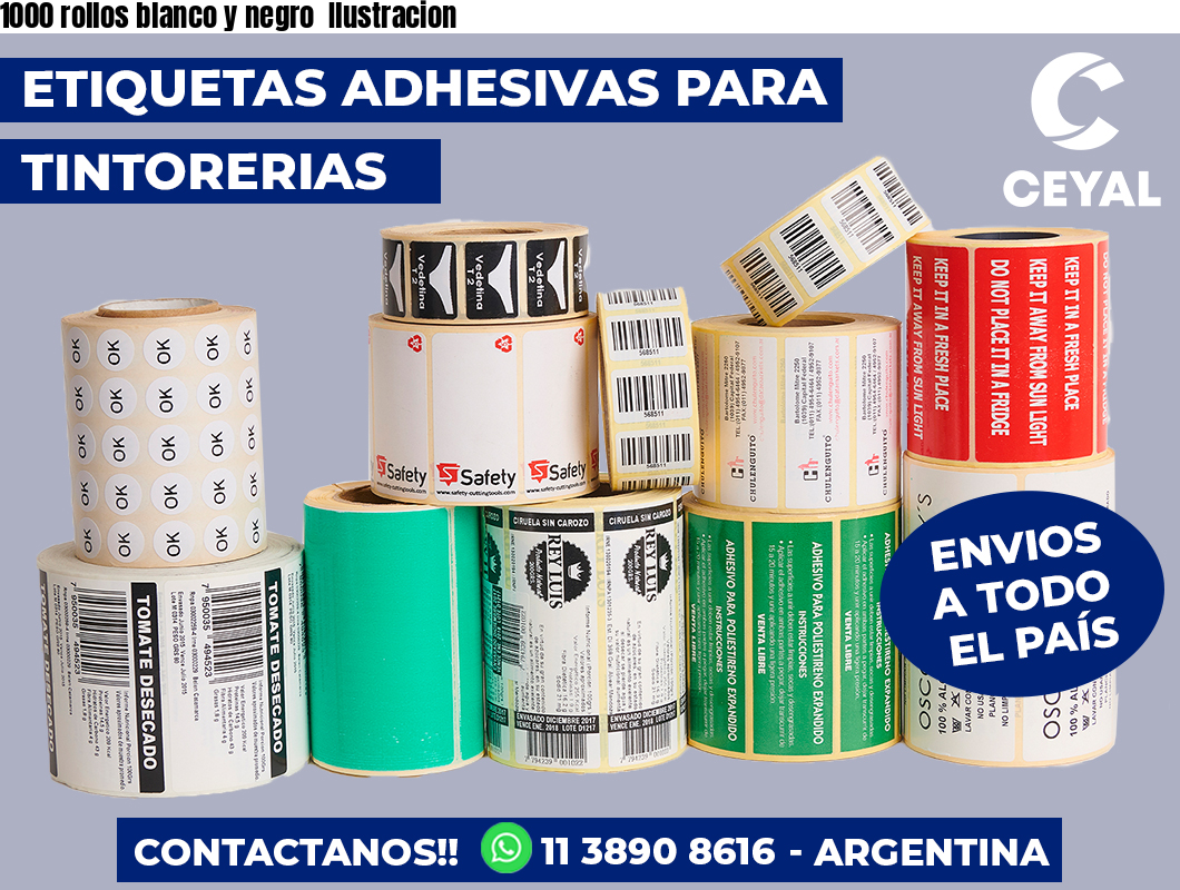 1000 rollos blanco y negro  Ilustracion