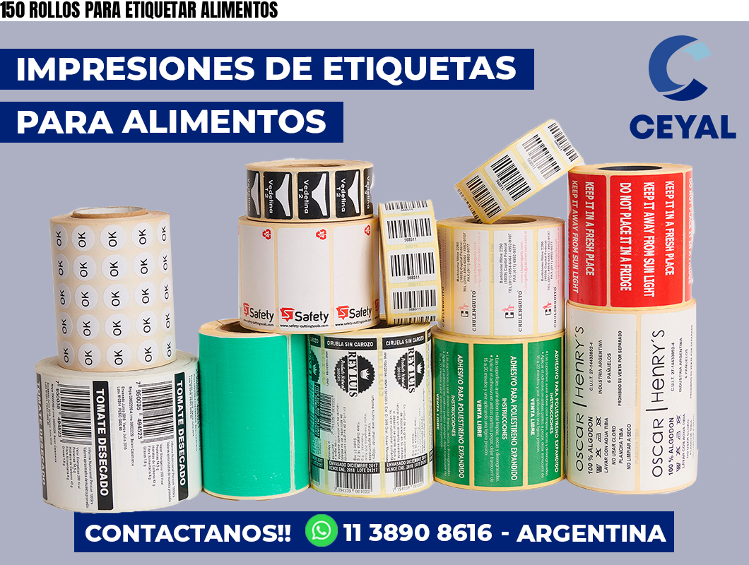 150 ROLLOS PARA ETIQUETAR ALIMENTOS
