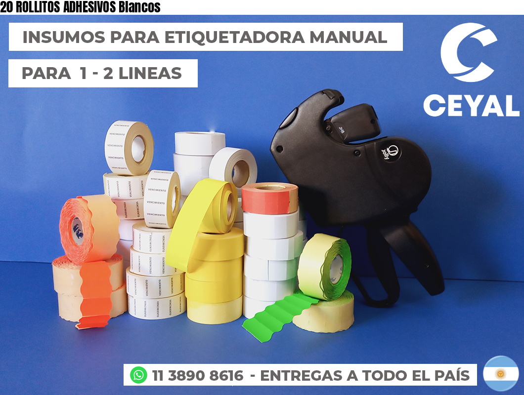20 ROLLITOS ADHESIVOS Blancos