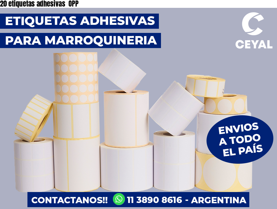 20 etiquetas adhesivas OPP