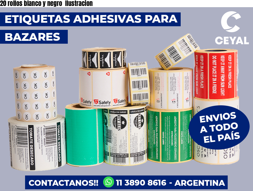 20 rollos blanco y negro Ilustracion