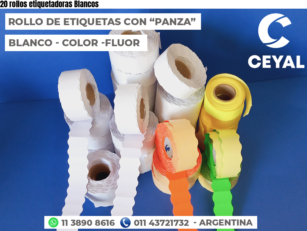 20 rollos etiquetadoras Blancos