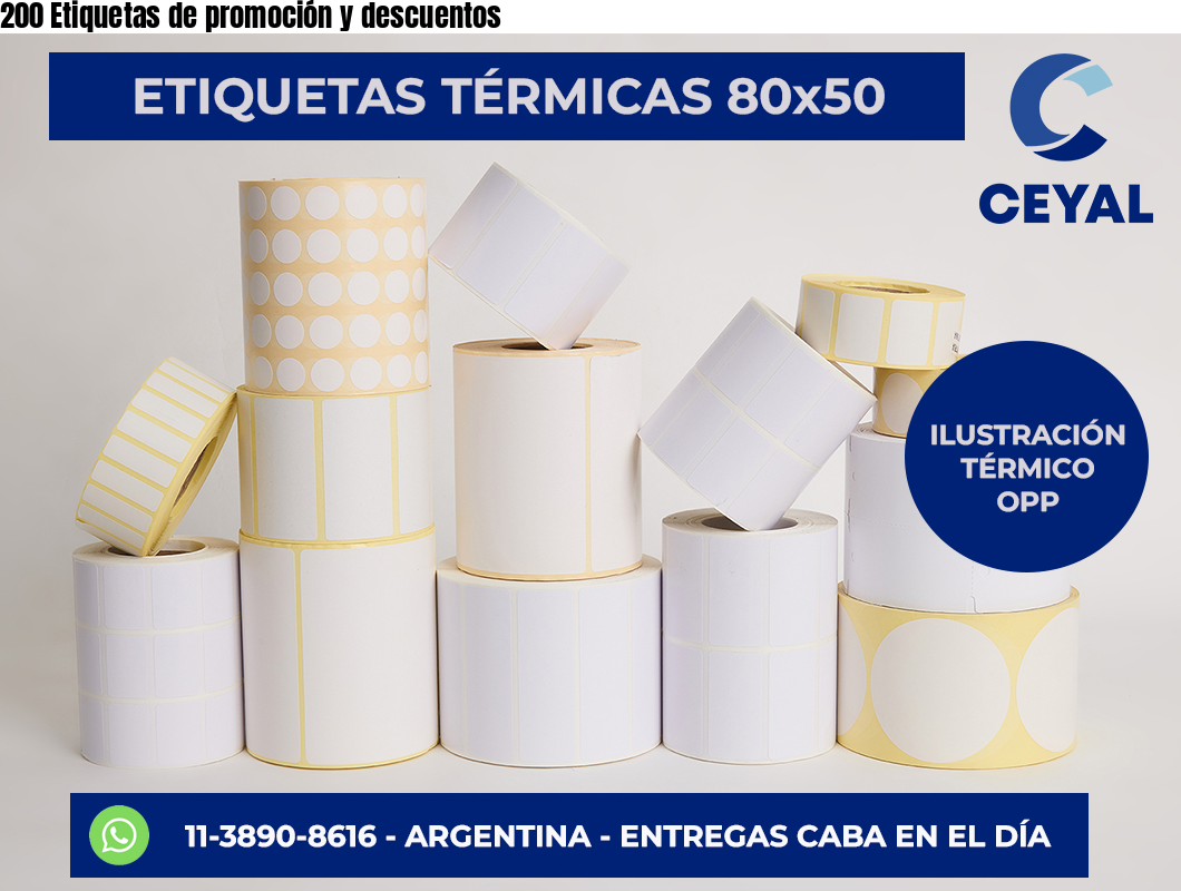 200 Etiquetas de promoción y descuentos