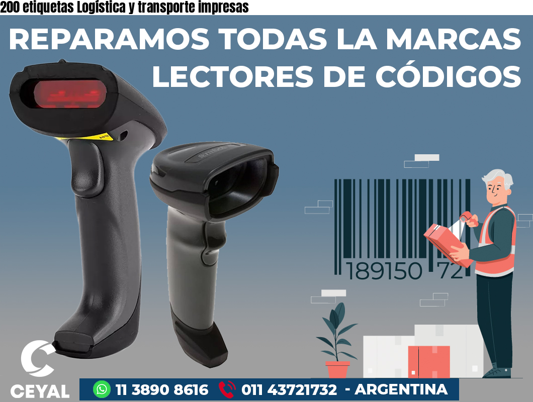200 etiquetas Logística y transporte impresas