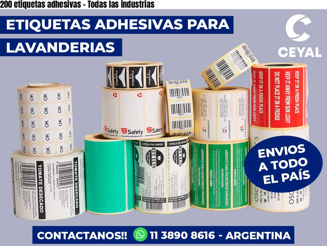 200 etiquetas adhesivas – Todas las industrias