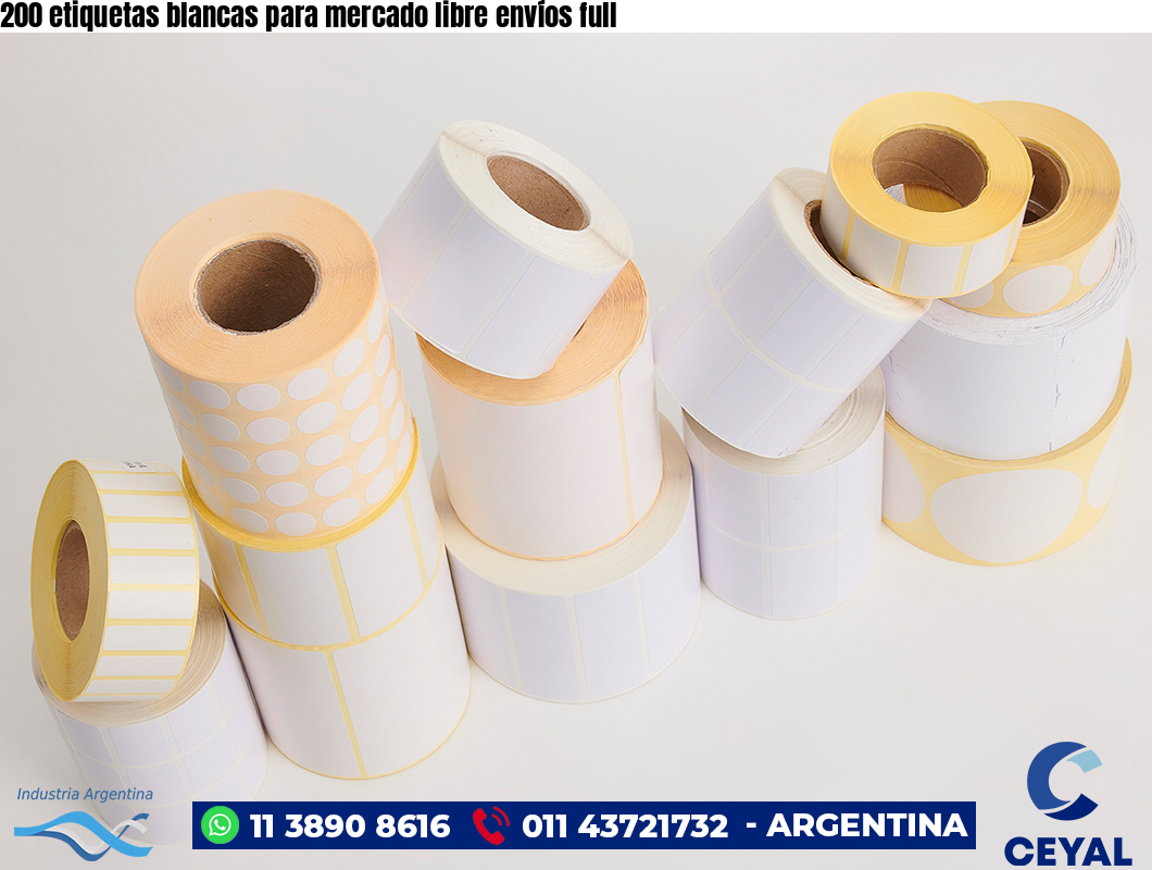 200 etiquetas blancas para mercado libre envíos full