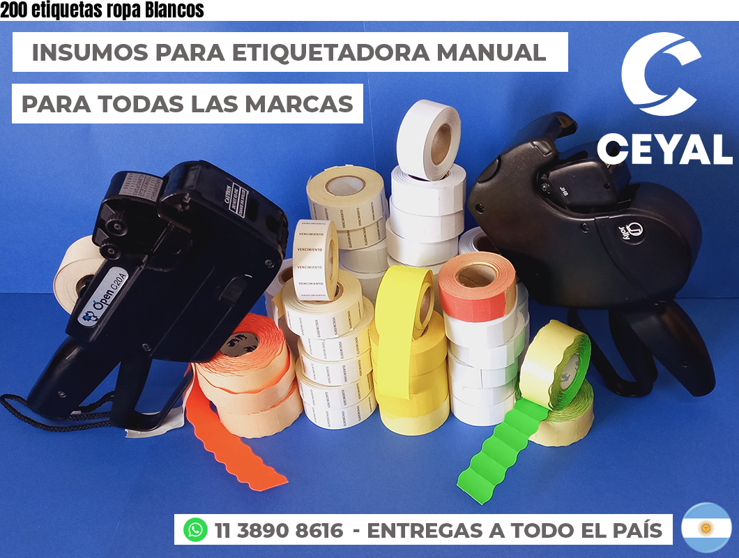 200 etiquetas ropa Blancos