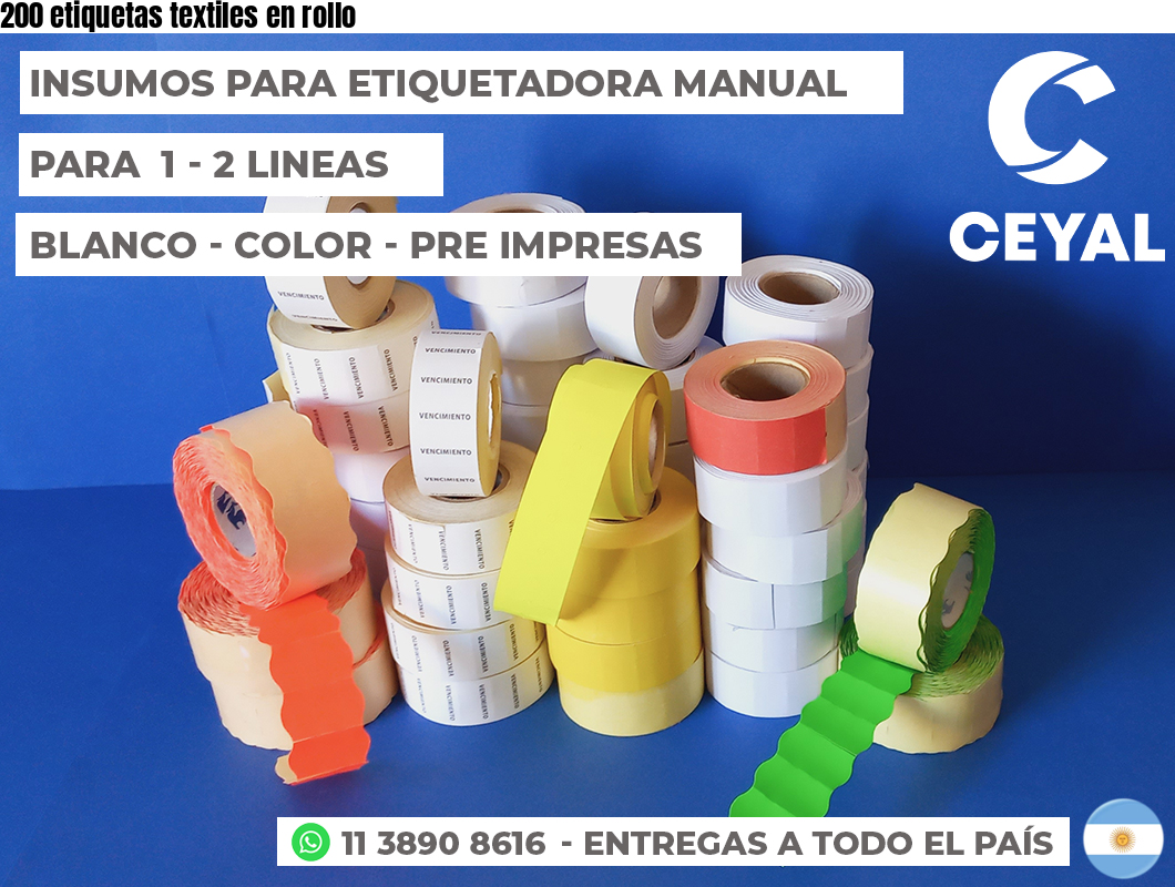 200 etiquetas textiles en rollo