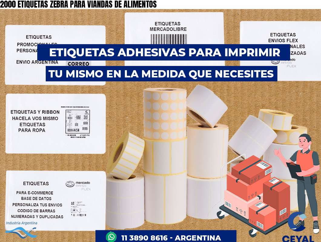 2000 ETIQUETAS ZEBRA PARA VIANDAS DE ALIMENTOS