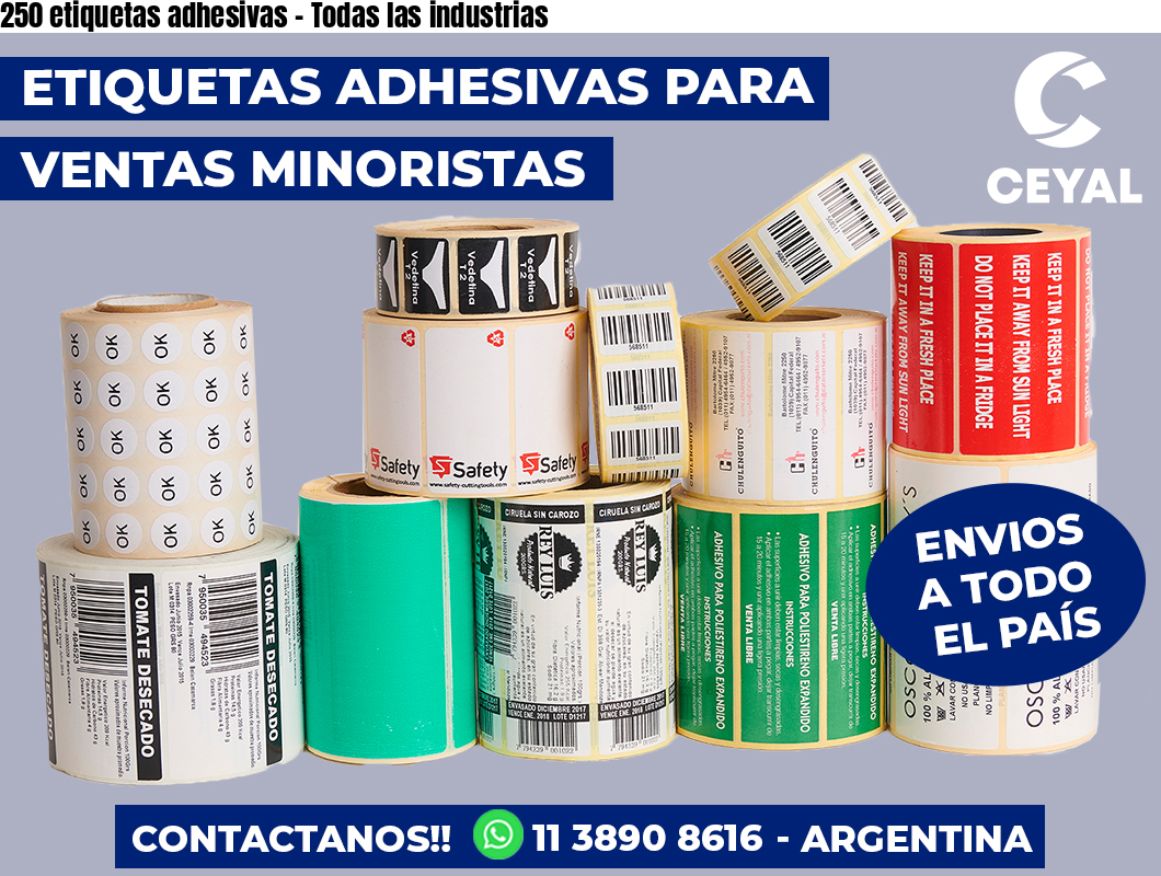 250 etiquetas adhesivas - Todas las industrias