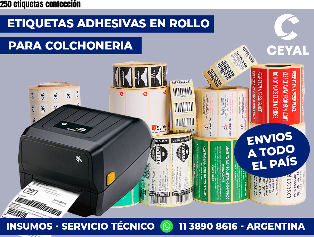 250 etiquetas confección