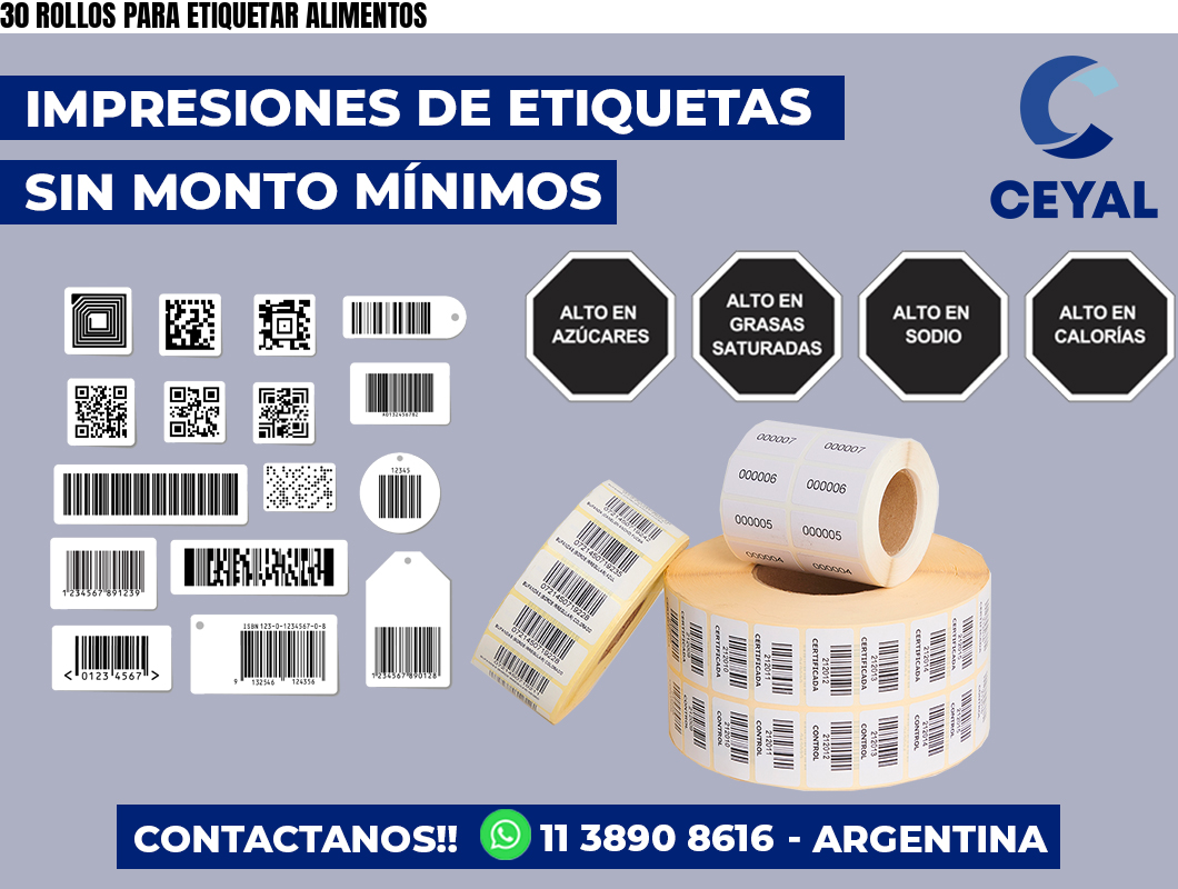 30 ROLLOS PARA ETIQUETAR ALIMENTOS