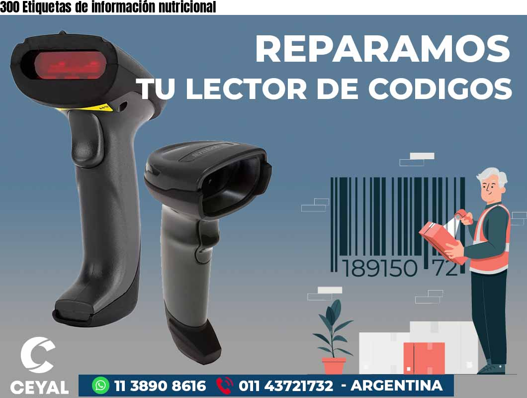 300 Etiquetas de información nutricional