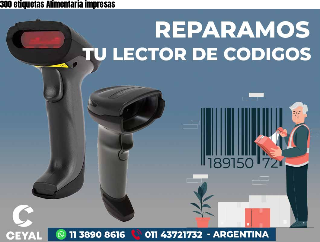 300 etiquetas Alimentaria impresas
