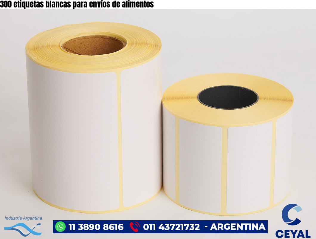300 etiquetas blancas para envíos de alimentos