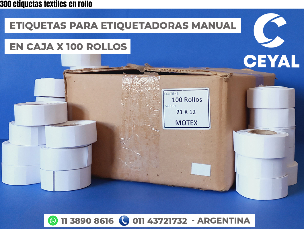 300 etiquetas textiles en rollo