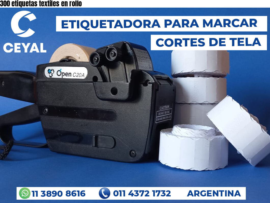 300 etiquetas textiles en rollo