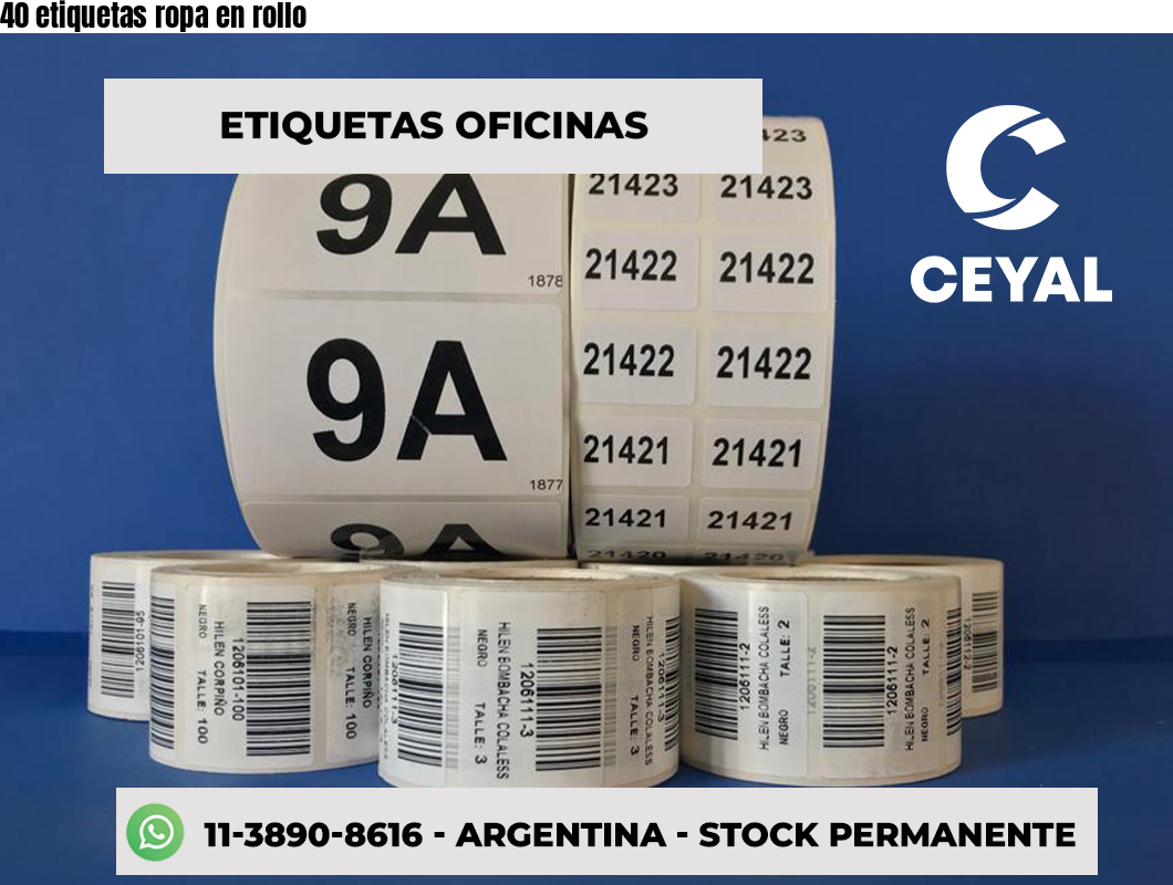 40 etiquetas ropa en rollo