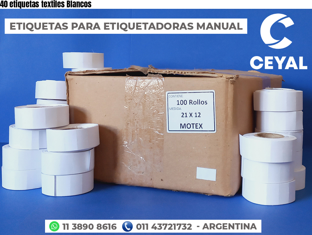 40 etiquetas textiles Blancos