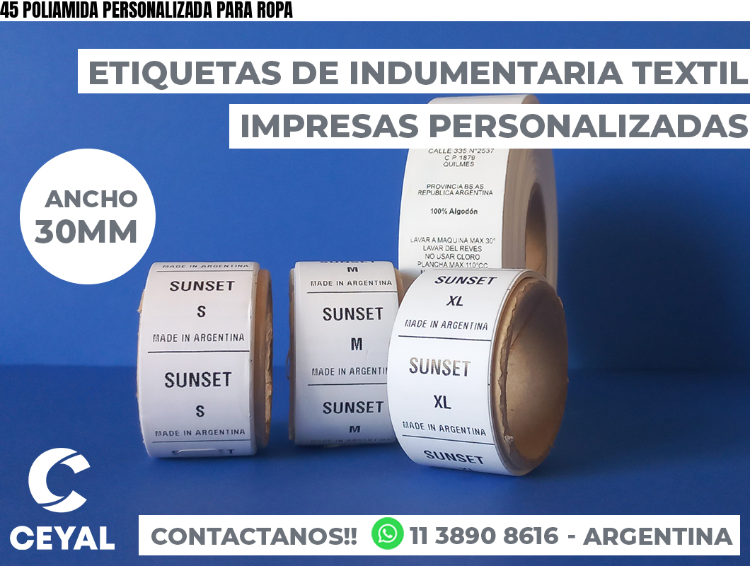 45 POLIAMIDA PERSONALIZADA PARA ROPA